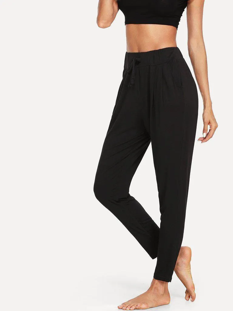 Solid Drawstring Waist Pants