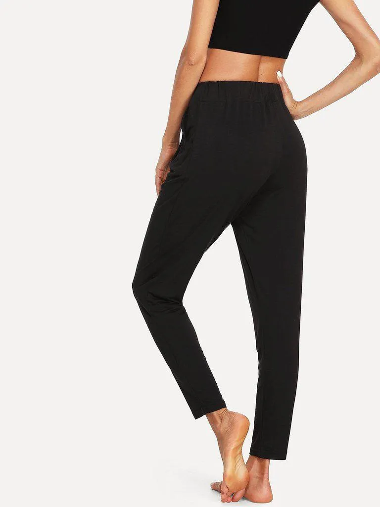 Solid Drawstring Waist Pants