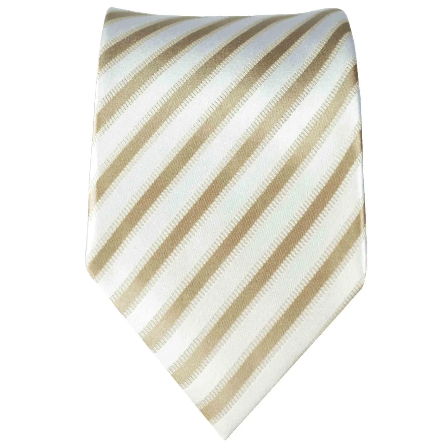 Tan and Cream Striped Silk Necktie