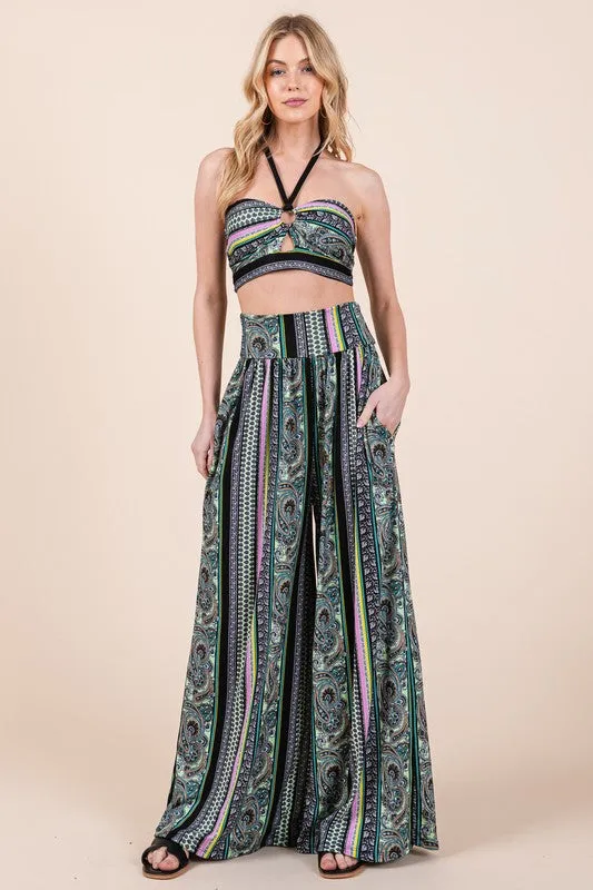 TEEK - Boho Print Halter Crop Top