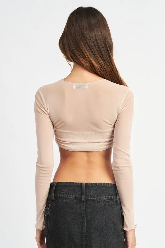 TEEK - CREW NECK RUCHED BUST CROP TOP