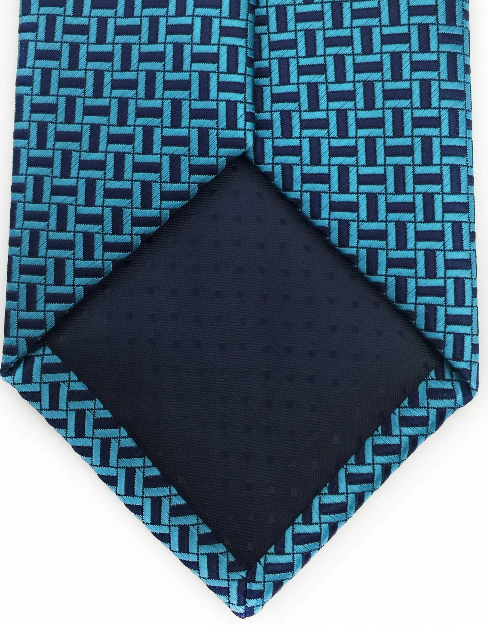 Turquoise & Navy Blue Geometric Tie