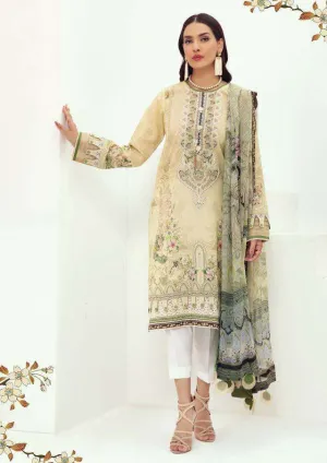 Unstitched Beige Jam Satin Pakistani Style Suits With Embroidery Patch