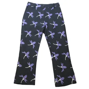 Valentino Black / Purple 2021 Floral Printed Wool Pants