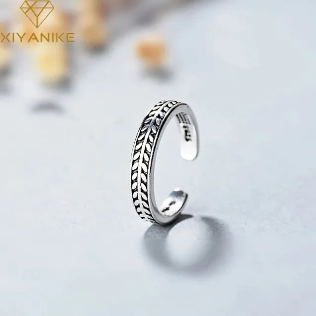 XIYANIKE 925 Sterling Silver 2021 New Vintage Geometry Star Thai Silver Open Rings for Women Party Jewelry Gifts Anillos Mujer