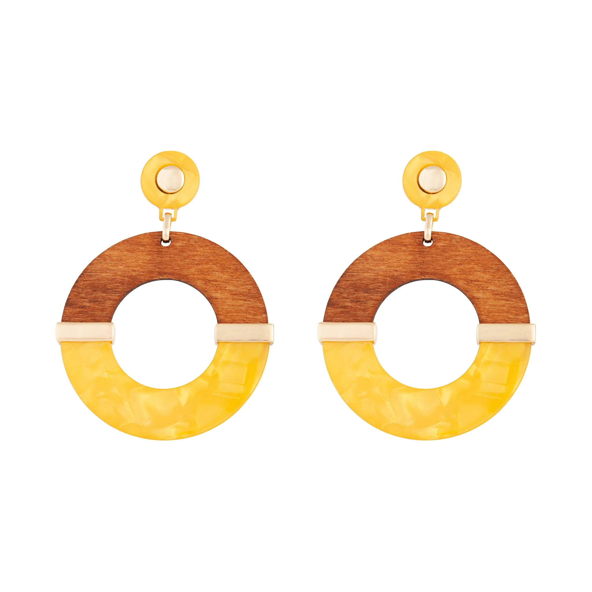 Yellow Acrylic Wood Splice Earring