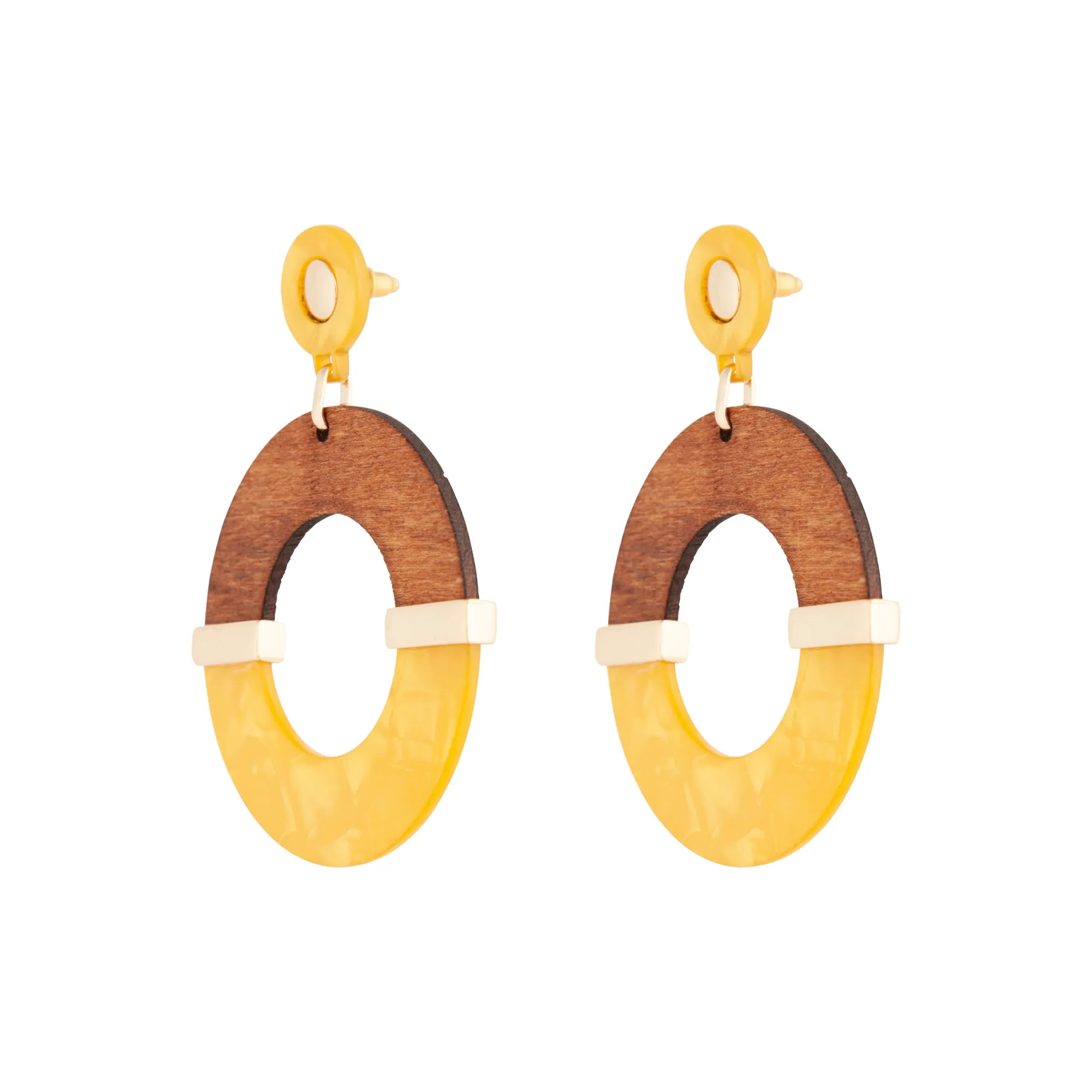 Yellow Acrylic Wood Splice Earring